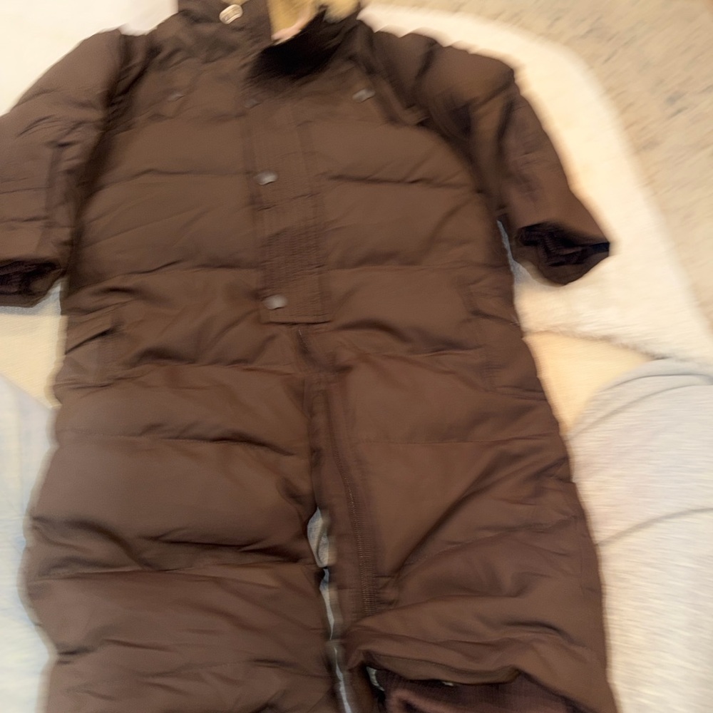 GAP Brown Puffer Kids One Piece Snowsuit - Picture 3 of 9
